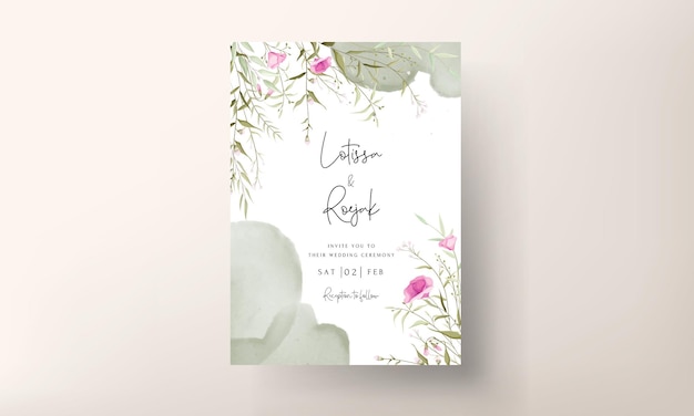 Mooie handgetekende trouwkaart met elegante kleine bloemen