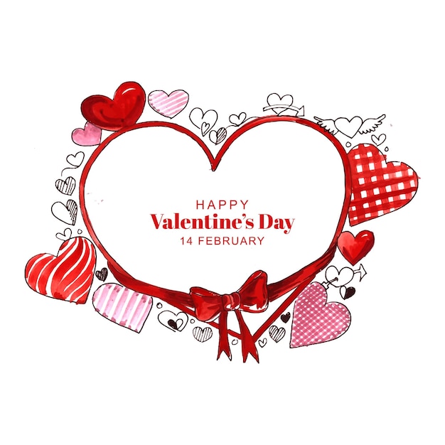 Gratis vector mooie harten valentijnsdag wenskaart achtergrond