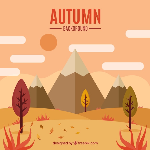 Gratis vector mooie herfst achtergrond met platte ontwerp