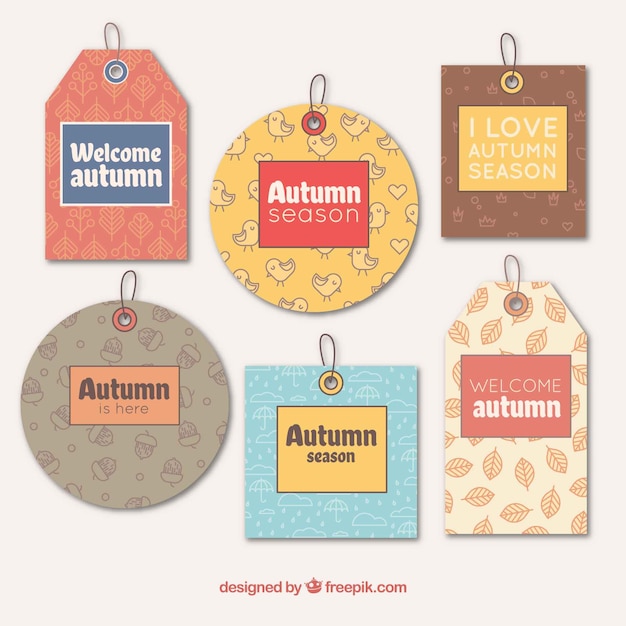 Gratis vector mooie herfst badge collectie