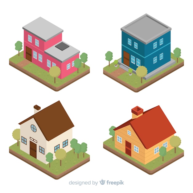 Gratis vector mooie huizen in te stellen