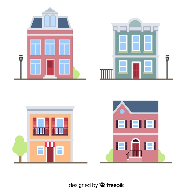 Gratis vector mooie huizen in te stellen