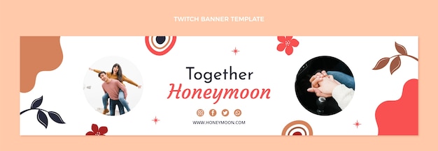 Gratis vector mooie huwelijksreis twitch banner