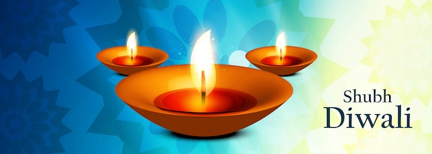 Mooie illustratie voor diwali-festival met olielamp voor banner