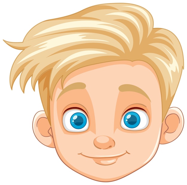 Gratis vector mooie jongen met blauwe ogen en blond haar.