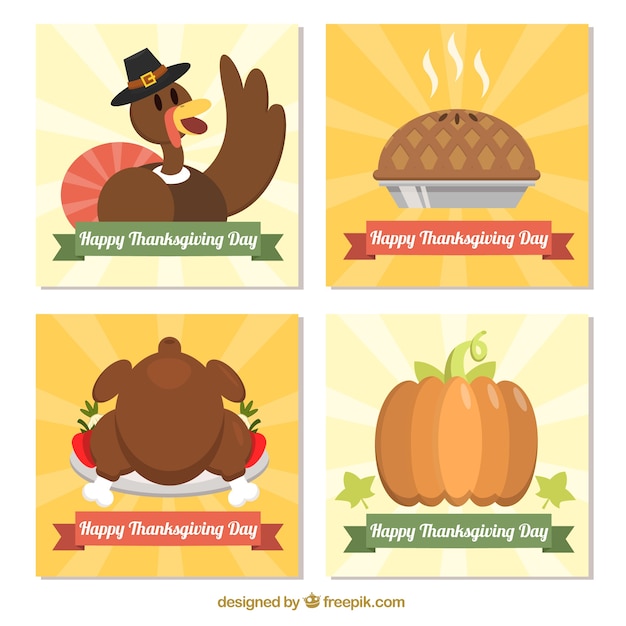 Gratis vector mooie kaarten van thanksgiving