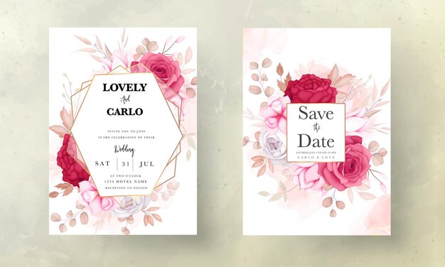 Mooie kastanjebruine en bruine bloemen bruiloft uitnodigingskaart