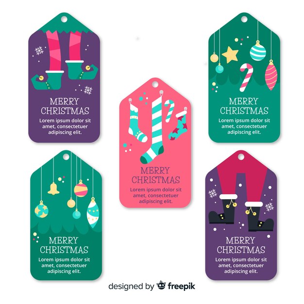 Gratis vector mooie kerst badge collectie