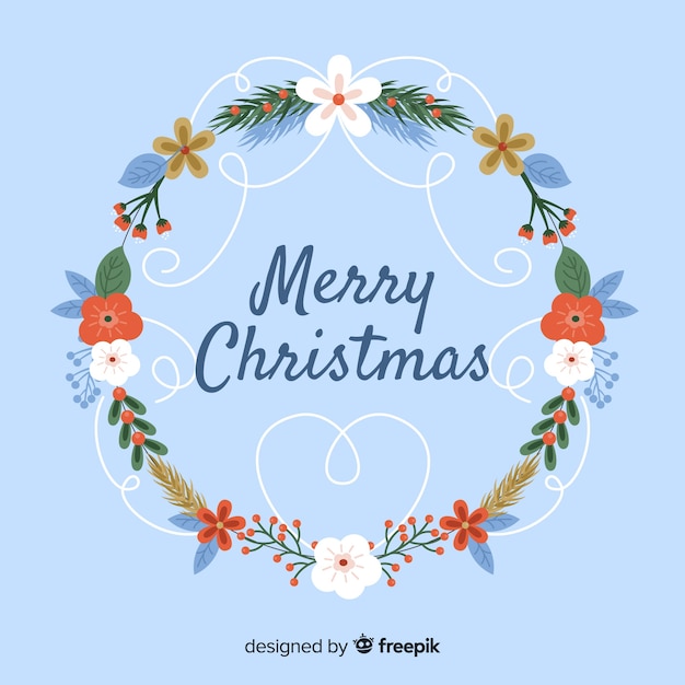 Gratis vector mooie kerst bloemen krans