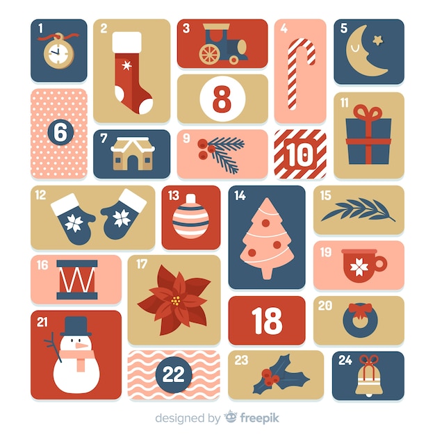 Gratis vector mooie kerst element collectie met platte ontwerp