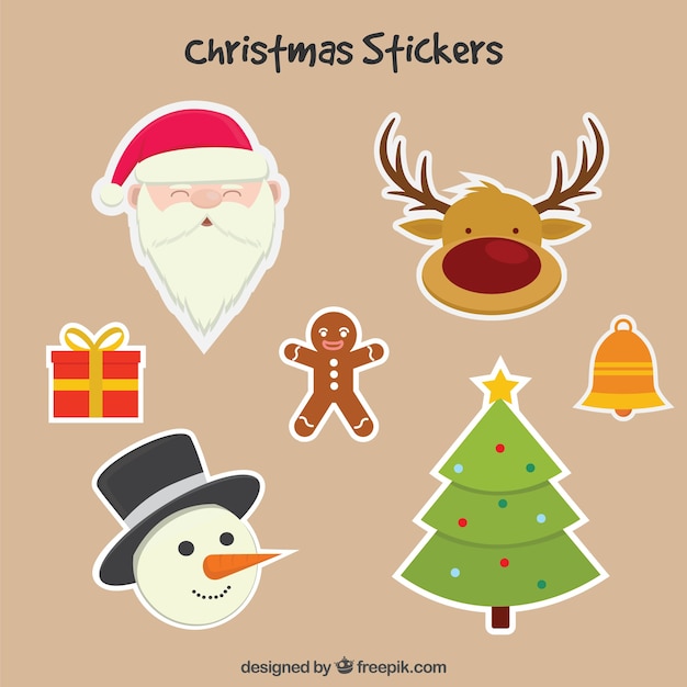 Gratis vector mooie kerst karakter etiketten