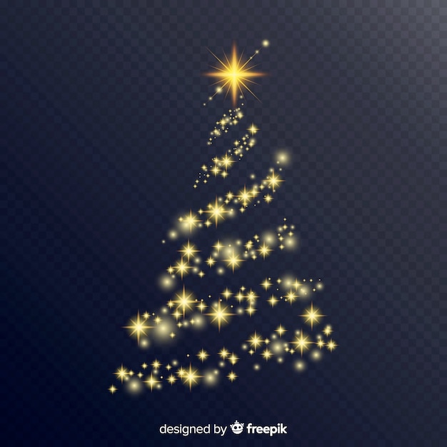 Gratis vector mooie kerstboom met elegante verlichting