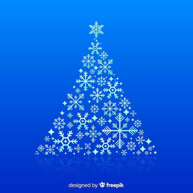 Gratis vector mooie kerstboom met sneeuwvlokken