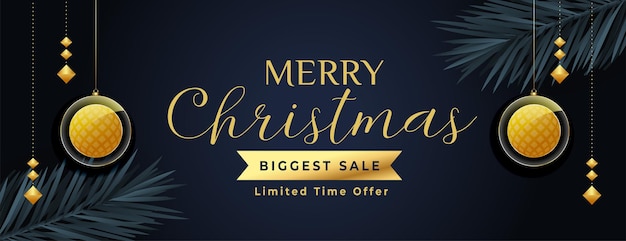 Mooie kerstgroet verkoop banner decoratief gouden ontwerp