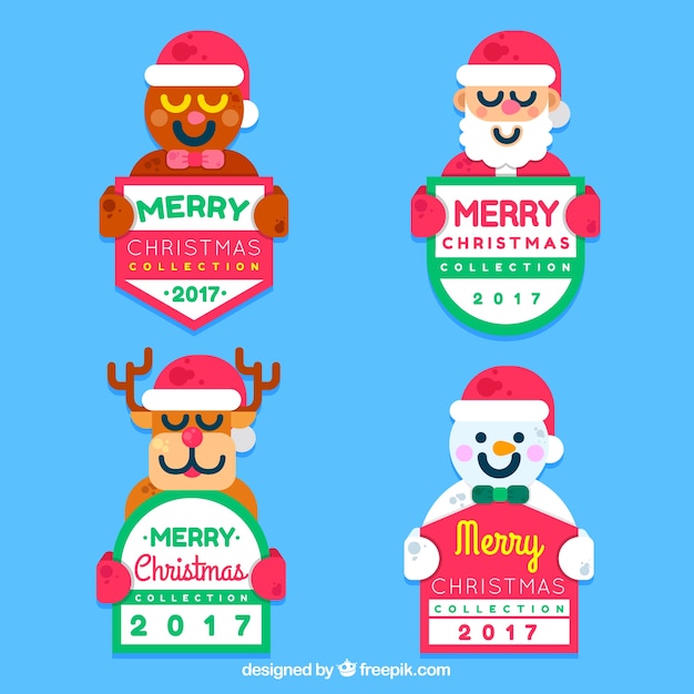 Mooie kerstlabels met vlak ontwerp