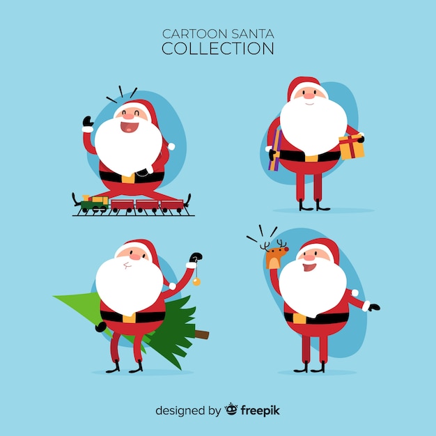 Gratis vector mooie kerstman karakter collectie met platte ontwerp