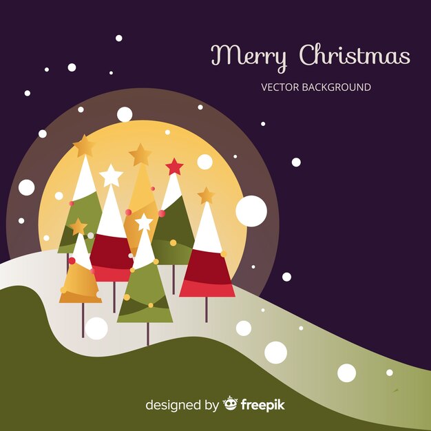 Gratis vector mooie kerstmisachtergrond met vlak ontwerp