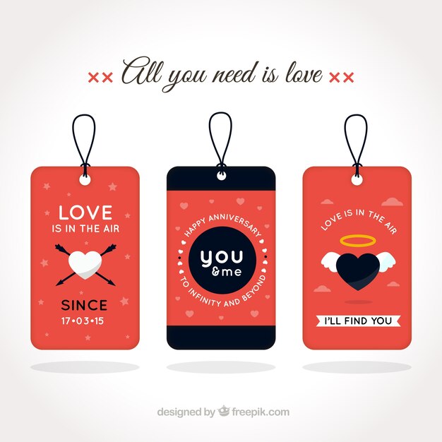 Mooie liefde labels met hartjes