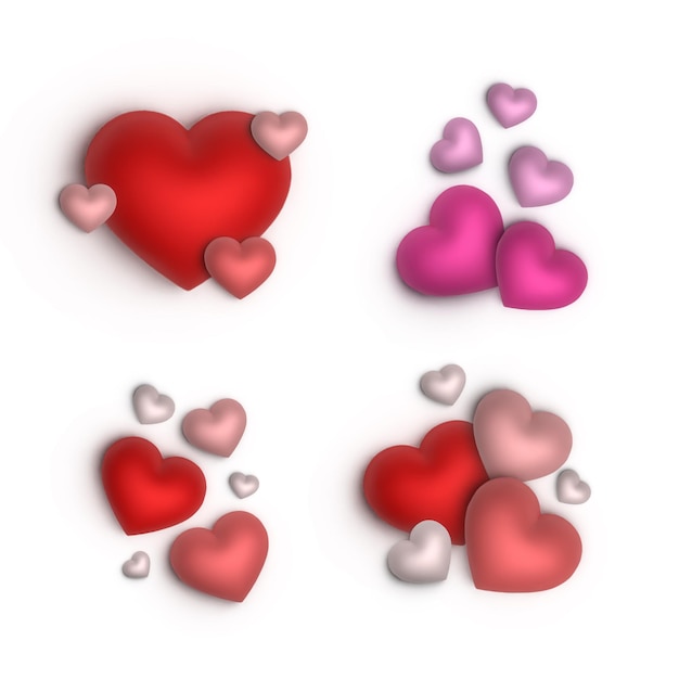 Gratis vector mooie liefde valentijnsdag banner achtergrond multifunctioneel 3d hart effect