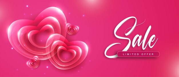 Mooie liefde Valentijnsdag banner achtergrond multifunctioneel metallic 3D harteffect