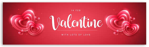 Mooie liefde Valentijnsdag banner achtergrond multifunctioneel metallic 3D harteffect