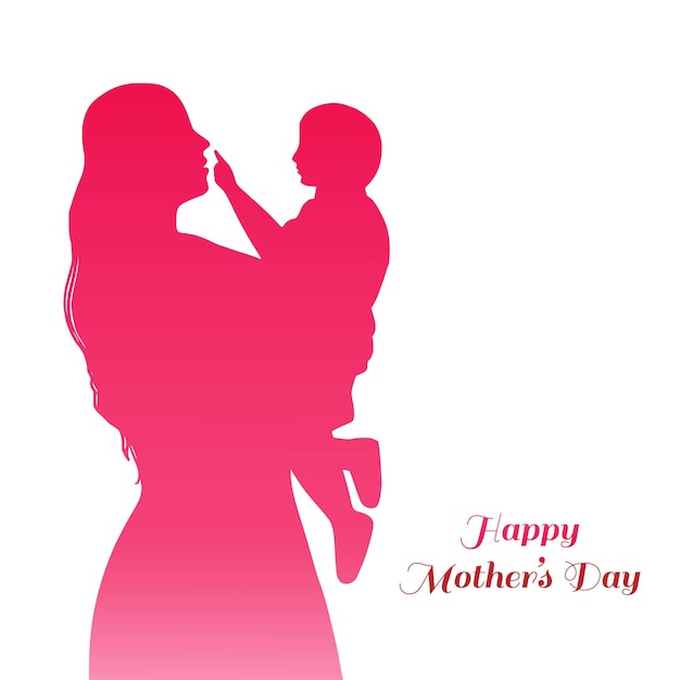 Gratis vector mooie moederdag voor vrouw en kind liefdeskaartontwerp