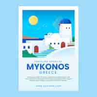 Gratis vector mooie mykonos-bestemmingsposter