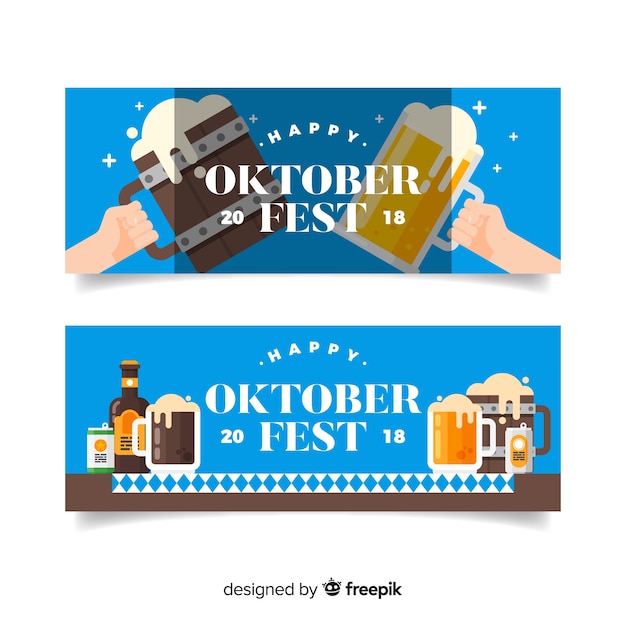 Gratis vector mooie oktoberfest-banners met vlak ontwerp