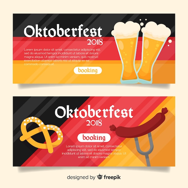 Gratis vector mooie oktoberfest-banners met vlak ontwerp