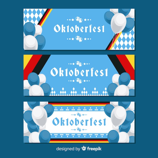 Mooie oktoberfest-banners met vlak ontwerp