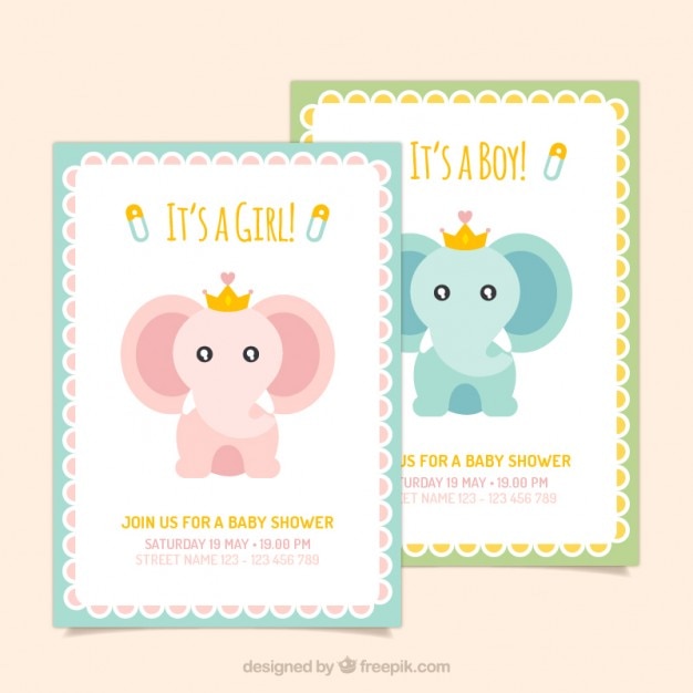 Mooie olifant baby shower kaarten