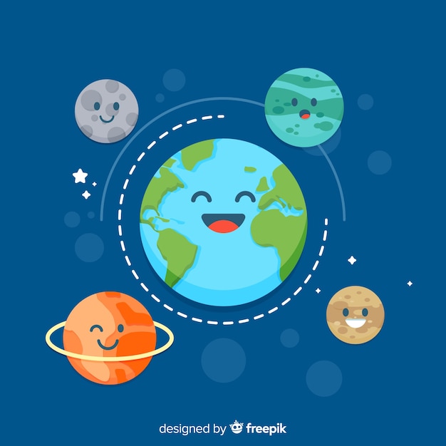 Gratis vector mooie planeet aarde met cartoon-stijl