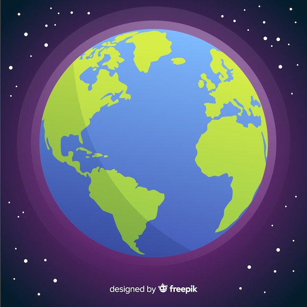 Gratis vector mooie planeet aarde met plat ontwerp