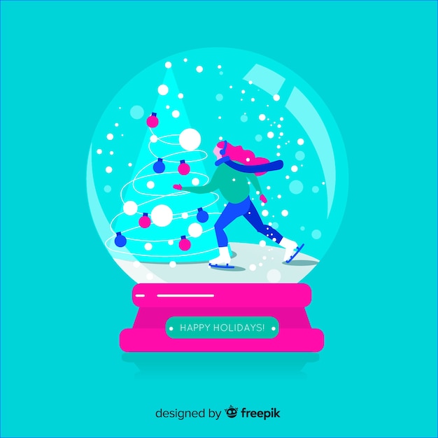 Gratis vector mooie platte sneeuwbal globe