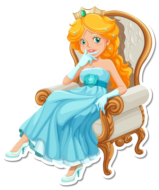 Gratis vector mooie prinses stripfiguur sticker