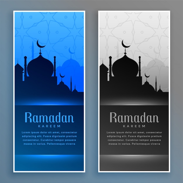 Mooie ramadan banners instellen met moskee