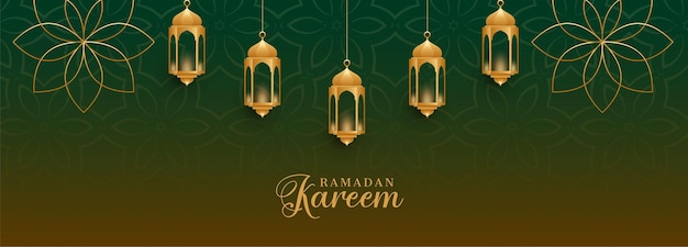 Mooie ramadan kareem gouden arabische stijl bannerontwerp