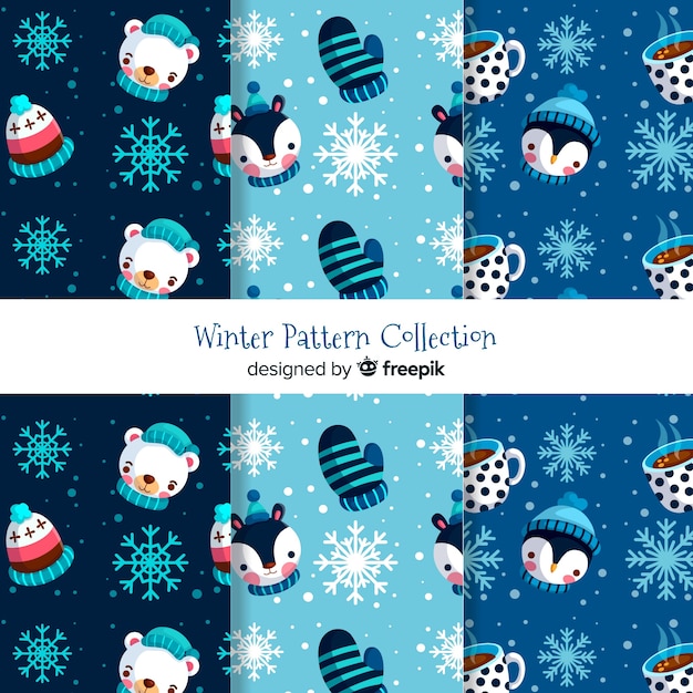 Gratis vector mooie reeks kleurrijke de winterpatronen