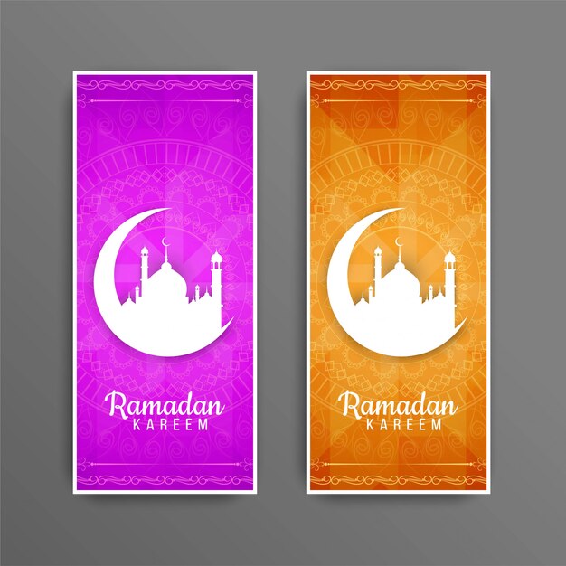 Mooie religieuze ramadan kareem-banners instellen