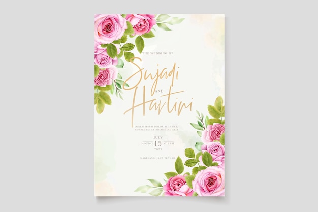 mooie rozen uitnodigingskaartsjabloon