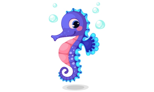 Gratis vector mooie seahorse cartoon vectorillustratie