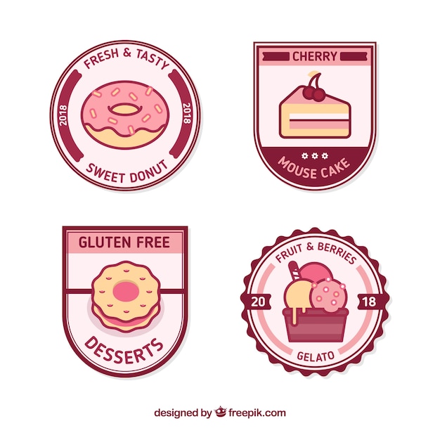 Gratis vector mooie set dessertkaartjes