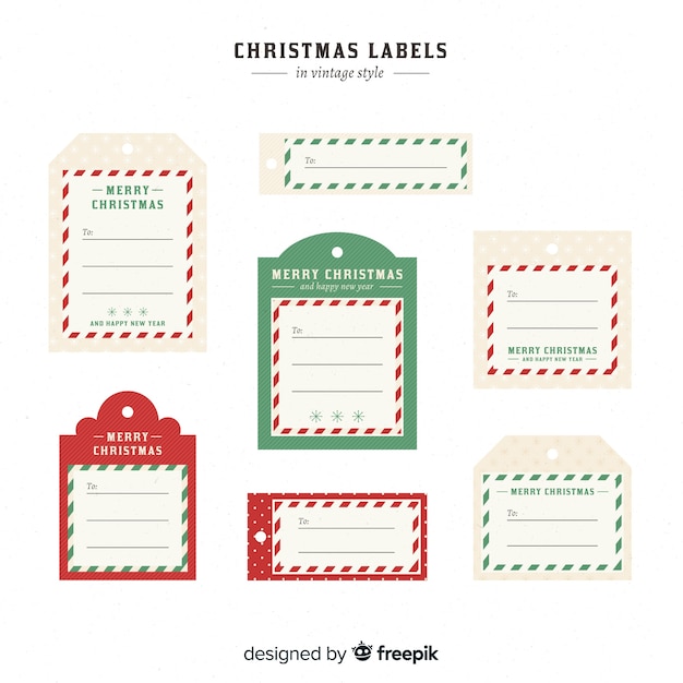Mooie set kerst labels met platte ontwerp