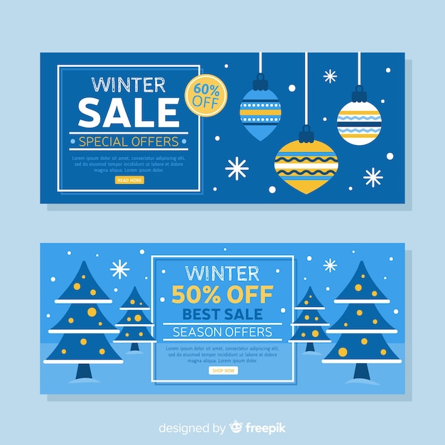 Mooie set van winter verkoop banners