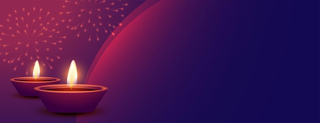 Mooie shubh diwali-banner met tekstruimte en realistische diya