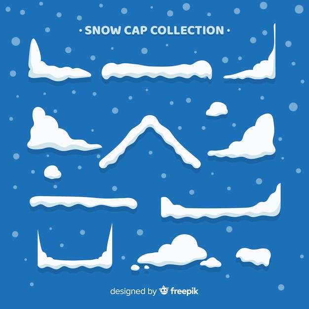 Gratis vector mooie sneeuw cap collectie