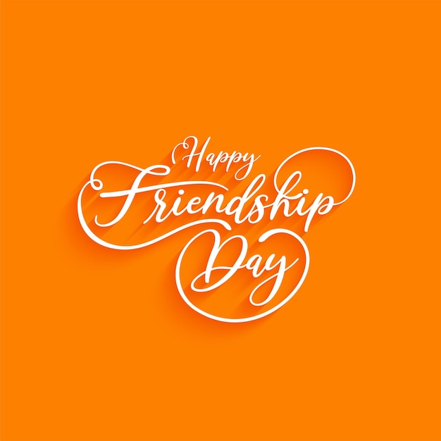 Gratis vector mooie stijlvolle happy friendship day tekstontwerp gele kleur achtergrond