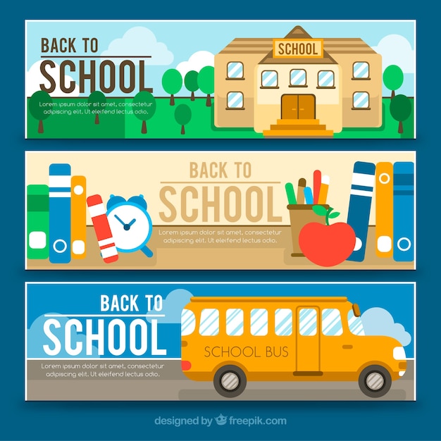 Gratis vector mooie terug naar school banners