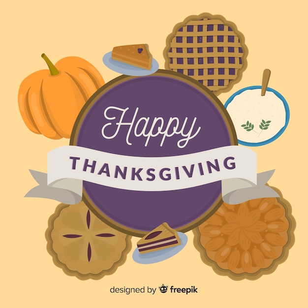 Gratis vector mooie thanksgiving dayachtergrond met vlak ontwerp