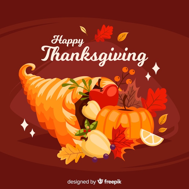 Gratis vector mooie thanksgiving dayachtergrond met vlak ontwerp